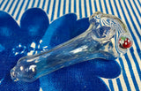 Raked Silver Fumed Clear Handpipe W/Mushroom Milli