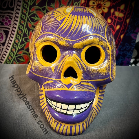 Purple With Gold Sparkly Flowers/Doves Sugar Skull