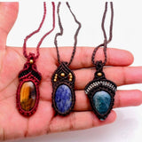 Natural Mix Gemstones Handmade Bohemian Macrame Necklace