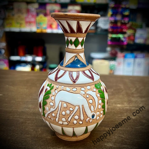 Vintage Greek Neofitoy Keramik Dakos Rodos Pottery Enameled Deer Vase