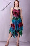 Women's Casual Tie Dye Spaghetti Strap Pixie Fit & Flare Dress