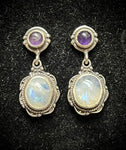 Amethyst and Moonstone 925 Sterling Silver Earrings