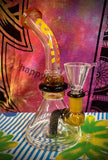 7" Bent Neck  Rock Glass Waterpipe-Yellow & Black Accents-RS478