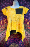 Tie Dye Patchwork W/Peace Sign Cut Out on Back Top