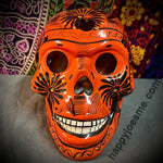 Black/Orange/Sparkly Gold Flowers/Dove Sugar Skull