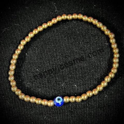 Gold Beaded Evil Eye Bracelet