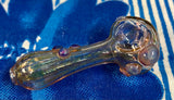 Silver Fume Sparkly Green Raked W/7 Bumps Handpipe