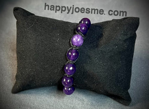 Adjustable, amethyst macramé bracelet