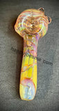 Pink/Yellow/Cream Wrap & Rake Fume Handpipe W/Three Nubs by Pharo