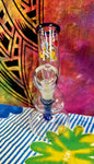 7" Slight Bent Neck Beaker Clear/Blue Waterpipe