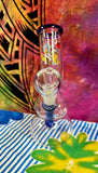 7" Slight Bent Neck Beaker Clear/Blue Waterpipe