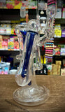 Double Chamber Blue/Clear American Bubbler