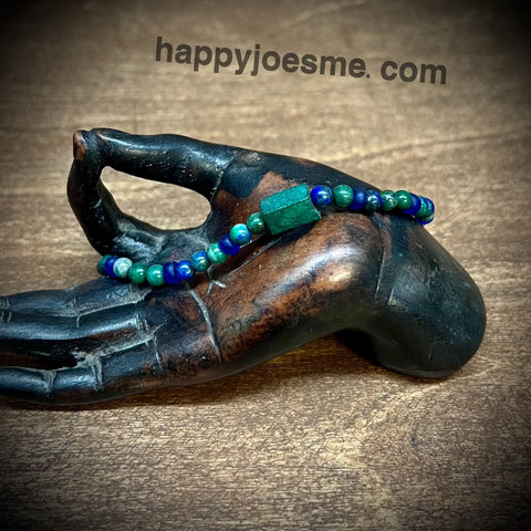 3" Multi Stone Bead Bracelet w/Wood Block Bead