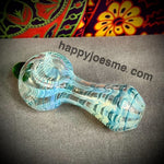 Blue Raked W/Green Dot Handpipe