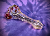 Gold Fumed Pink Clear Lady Bug Handpipe