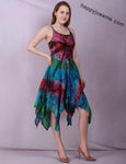 Women's Casual Tie Dye Spaghetti Strap Pixie Fit & Flare Dress