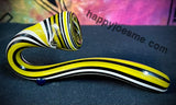 American Glass Sherlock Black, Yellow, White Striped w/ Black Marble Beads