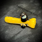 Mini Yellow Frit W/Honeycomb Marble Chillum