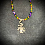Multicolor Beaded Dancing Bear Necklace