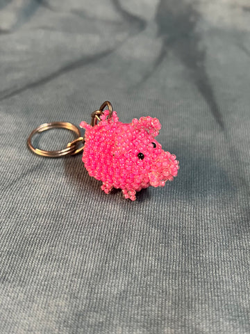 Beaded Pig Keychain