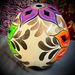 Cream With Three Colored Flowers Sugar Skull