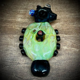 6.5" Black/Lime "Donut" W Marbles, Millies, & Knobs