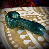 4” Sparkly Blue W/UV Critter Handpipe