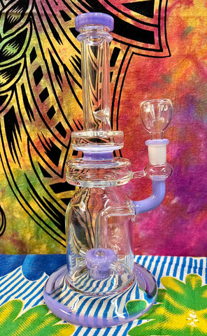 10” Single Perc Straight Neck Clear/Periwinkle Waterpipe