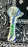 4" Rock Glass Fumed W/Canework and Color Handpipe