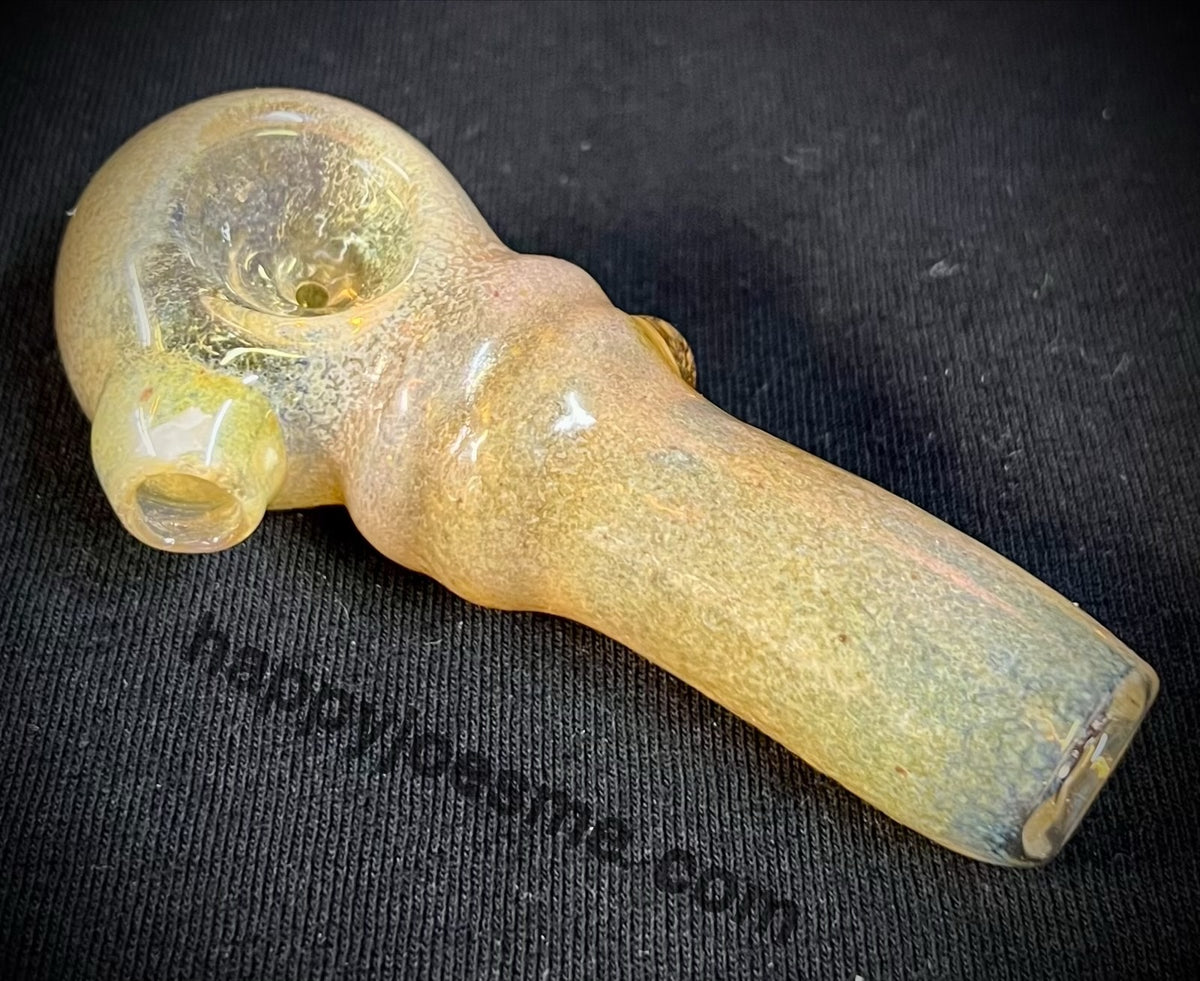 Gold Hue Glass Handpipe with Dots – Happy Trails Inc & Joe's Smoke Shop