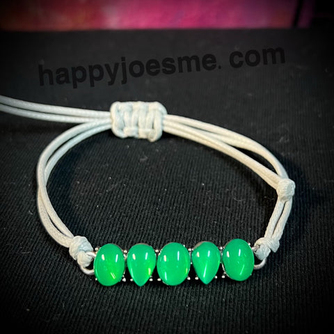 Faux Leather Layered Green Gems Bracelet