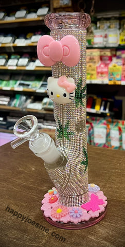 9.5” Sparkly Sanrio Hello Kitty Waterpipe-Pink Bejeweled