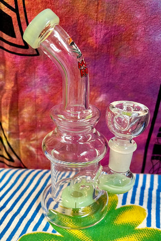 6" Bent Neck Slime Green Single Perc Waterpipe