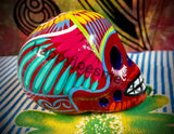 Red with Multicolors/Bird Sugar Skull Talavera pottery