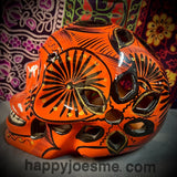 Black/Orange/Sparkly Gold Flowers/Dove Sugar Skull