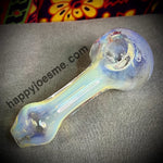 Clear Silver Fume W/Purple Head Handpipe
