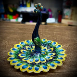 Vintage enamel peacock ring holder ￼