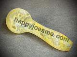 Cream/Yellow Wrap & Rake Fume Handpipe W/Three Nubs by Pharo