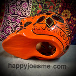 Black/Orange/Sparkly Gold Flowers/Dove Sugar Skull