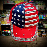 Rhinestone Patriotic Baseball Hat ￼