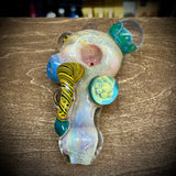 6" Frit Fumed Handpipe w/ Horn & Multiple Marbles by Zach U-Shüd