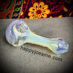 Clear Silver Fume W/Purple Head Handpipe