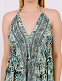 Floral Halter Backless Tie Dress Flared Bottom