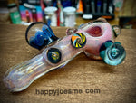 6” Multicolor Fume W/Wig-Wag Marbles/Galaxy Marbles Heady Handpipe