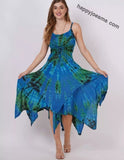 Women's Casual Tie Dye Spaghetti Strap Pixie Fit & Flare Dress