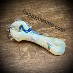 4.75” Glass handpipe Cream/Blue/Pink/Silver Fume