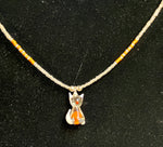Orange Mushroom Kitty Seed Bead Necklace
