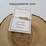 Handmade Birthday Stone Natural Stone Bracelet with Card