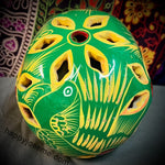 Green With Gold Sparkly Flowers/Doves Sugar Skull