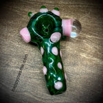 4" Green Handpipe W/ Pink Spots & Reduction Marble